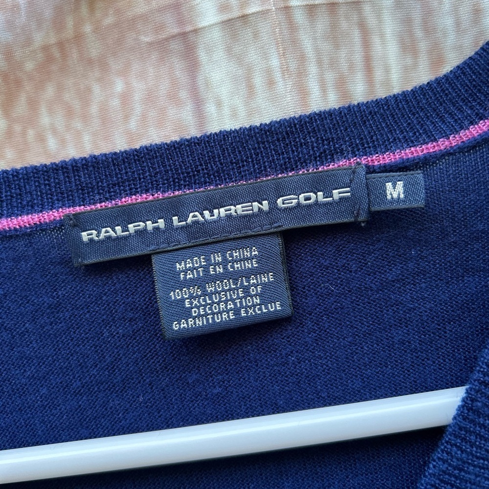 VTG Ralph Lauren Golf M Italian wool lightweight sweater preppy quiet luxury - Picture 4 of 9